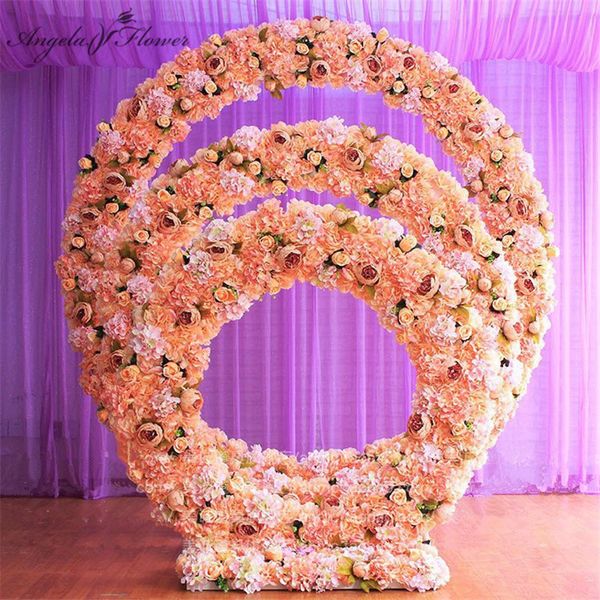 

New diy wedding prop iron ring helf artificial flower wall tand door wedding background decor iron ring round arch frame 4 ize