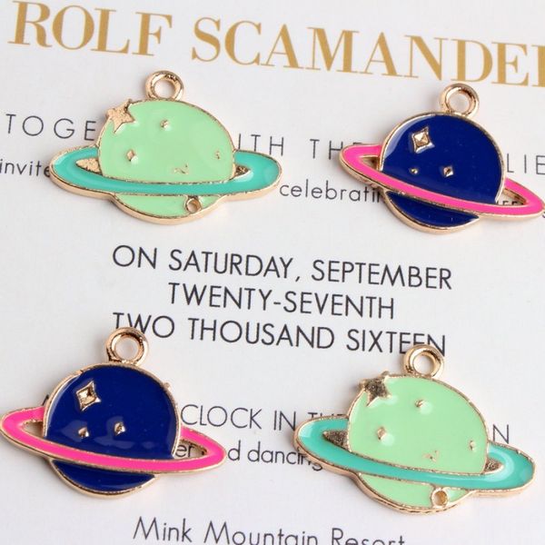 

100pcs/lot large size enamel planet charm pendant space charm gold plated good for diy craft making, jewelry making, Bronze;silver