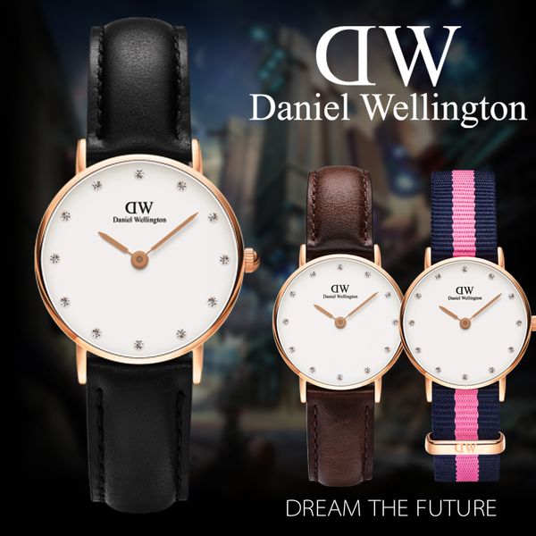 

Новая мода Даниэль классический бренд нейлон 10 цвет розовое золото 26 мм женские ч