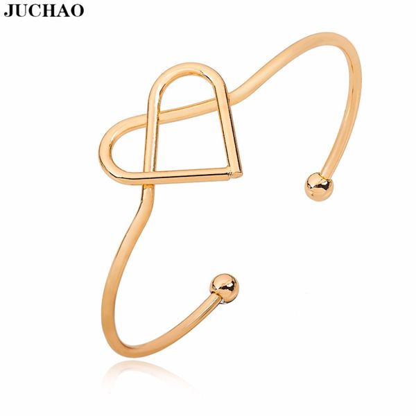 

juchao charm cuff bracelets bangles for women heart opening simple geometric bracelet jewelry pulseiras, Black
