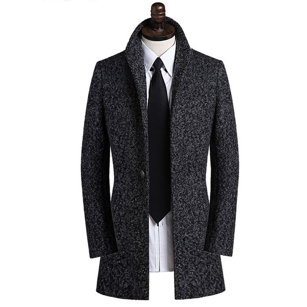 

s-9xl 2018 men's autumn and winter clothing woolen outerwear casual clothing thermal thickening slim plus size trench overcoat, Black