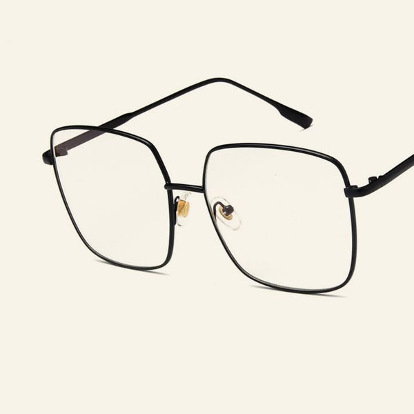 

classic big square frame metal glasses male female vintage eyewear frames casual clear lens goggles men and women's spectacles, Silver