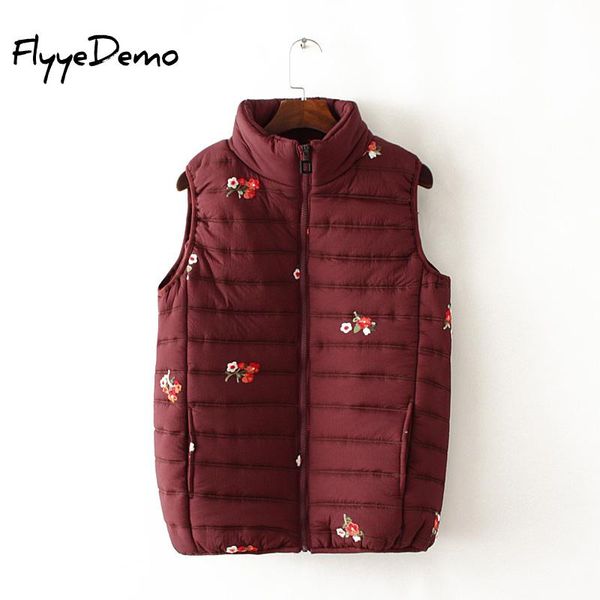 

oversized autumn winter vest women waistcoat 2018 female sleeveless jacket floral embroidery bread warm vest feminino plus size, Black;white