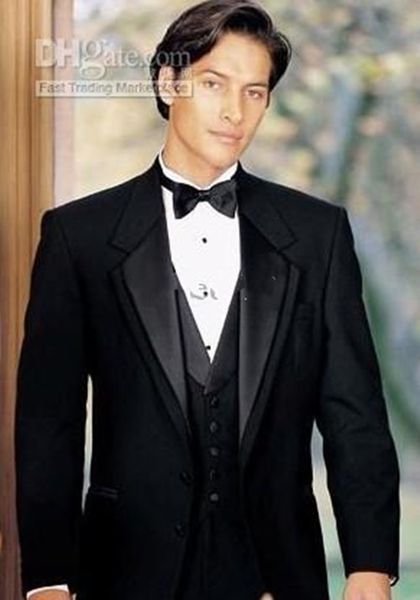 

new design custom made two buttons black groom tuxedos notch lapel man suit groomsman mens wedding suits (jacket+pants+tie+vest) 211, Black;gray