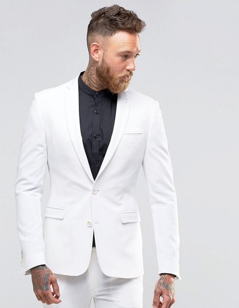 

custom white men suits wedding tuxedos slim fit groomsmen suits (jacket+pants) bridegroom prom wear blazer terno masculino costume homme