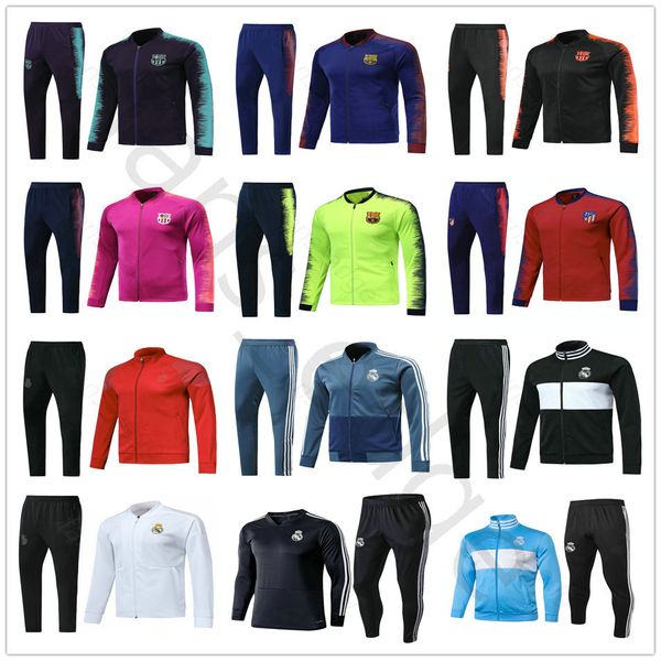 

18 19 La Liga Real Madrid Home Away Soccer Tracksuit Set Kit Barcelonas Atleticoes Madrid Football Jacket Training Suit Survetement Chandal