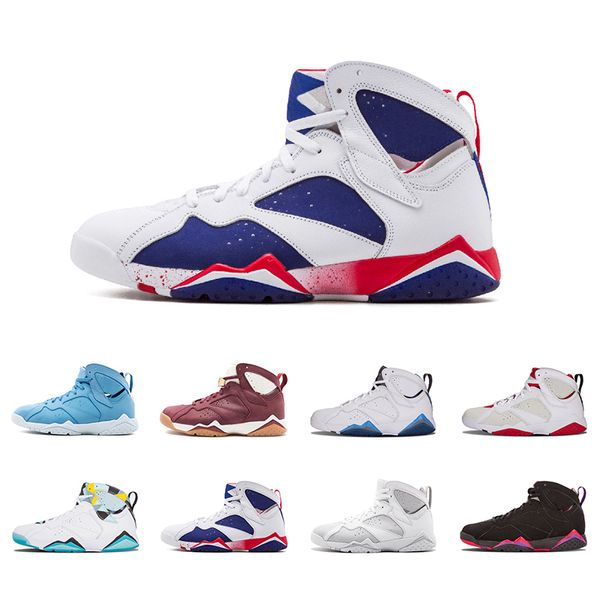 

New Arrival 7 7s mens basketball shoes Purple UNC Bordeaux Olympic Panton Pure Money Nothing Raptor N7 Zapatos Trainer Women Sports Sneakers