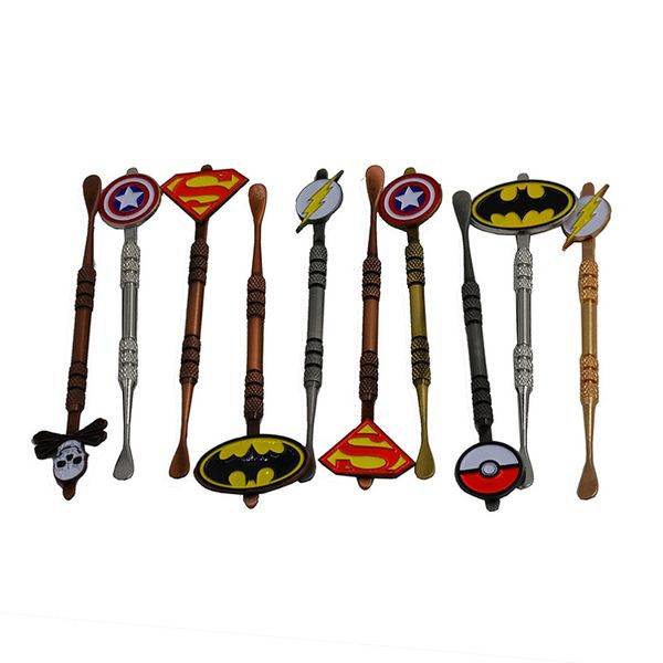 

6 типов разное прибытие воск Dabber инструмент с Pokeball Бэтмен Капитан супергерой Флэш и дизайн черепа наклейки воск банку Dab инструмент 120 мм
