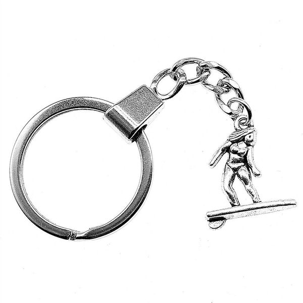 

6 pieces key chain women key rings fashion keychains for men surf 21x18mm, Slivery;golden