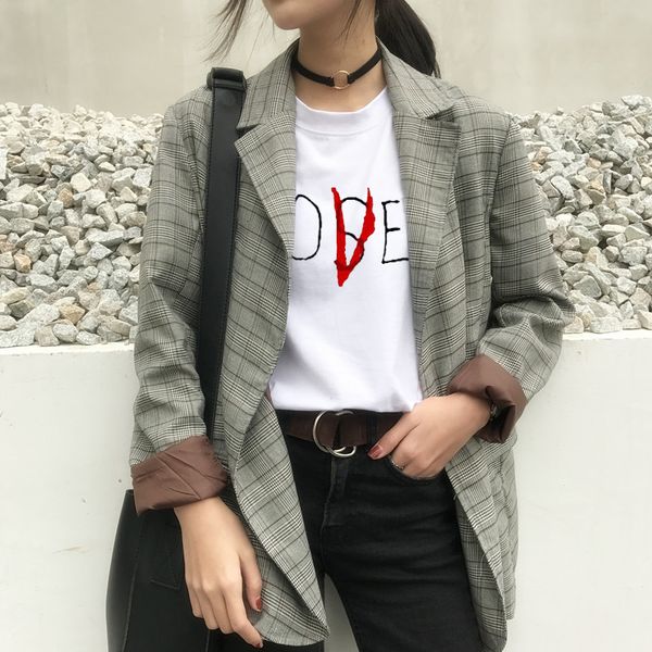 

2018zsiibo новый фильм это проигравшие клуб harajuku стиль майка женщины повседневная хлопок с коротким рукавом проигравший любовник он вдох, White