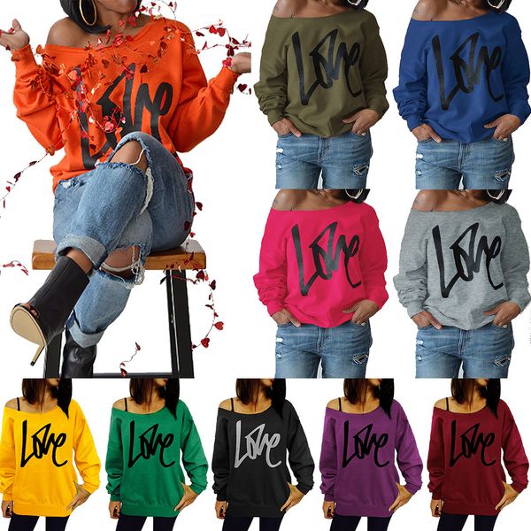 

spring women casual sweatshirt large size love letter printed o-neck sport wear clothing harajuku top, Black
