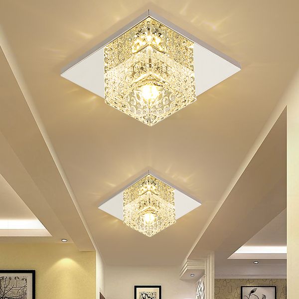 

5w led spotlights square crystal aisle ceiling light for art gallery decoration front balcony lamp porch light corridors light fixture