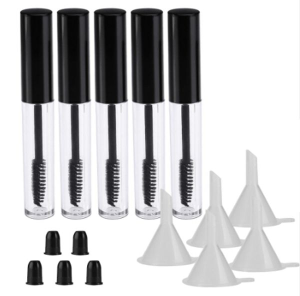 

sponges, applicators & cotton 5pcs 10ml empty mascara tube with eyelash wand + funnels and transfer pipettes set for castor diy container
