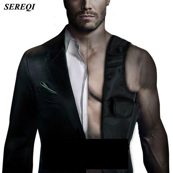 

sereqi высокое качество мужчины путешествия противоугонная скрытая подмышками сумка черный нейлон карман mp3 паспорта мобильный телефон орга