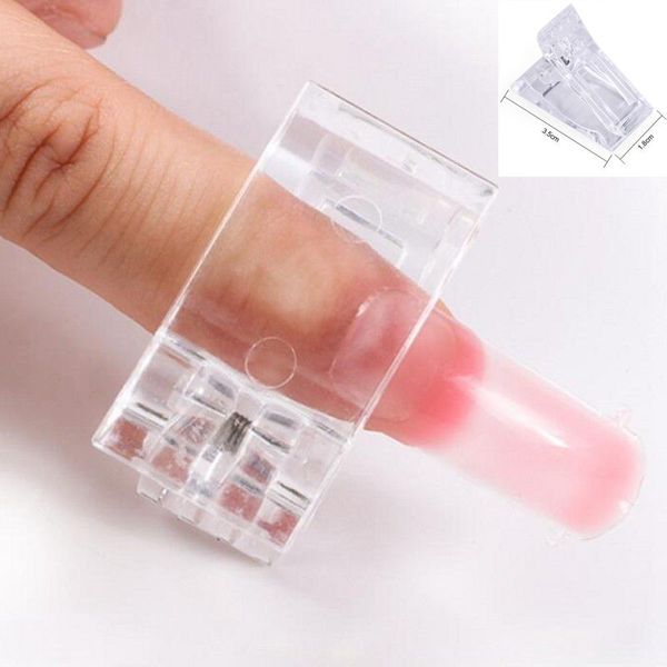 

1pcs nail tips clip transparent finger poly quick building gel extension nails art manicure tool accessories false nail cip nc01, Red;gold