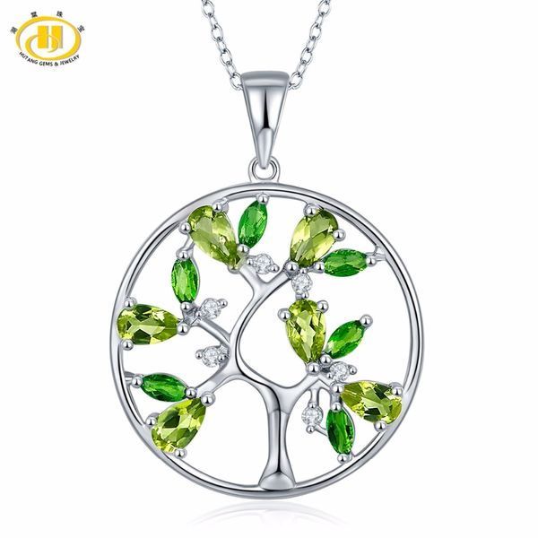 

hutang stone jewely natural peridot tree pendant 925 sterling silver diopside z gemstone necklace fine jewelry birthday gift