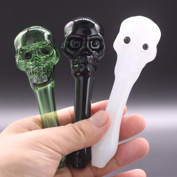 Cachimbos transparentes de vidro pirex cabeça de caveira queimador de óleo prego de água para Dab Rig Bong