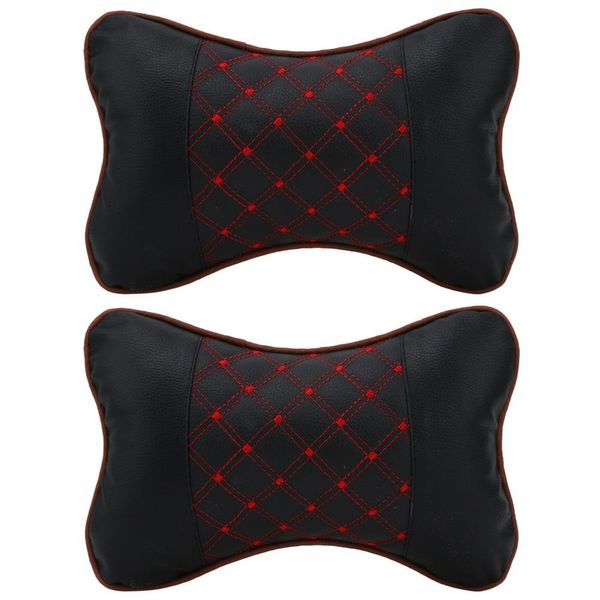 

2 Pcs Leather PP Cotton Car Headrest Neck Pillow Auto Seat Cover Head Neck Rest Cushion Headrest Pillow Automobiles Accessories