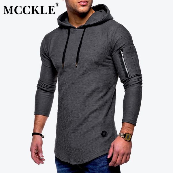 

mcckle 2018 autumn new fashion mens hoodies brand men solid color hooded sling sweatshirt mens hoodie hip hop overcoat, Black