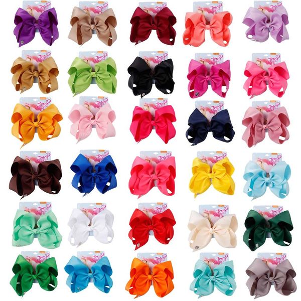 

8 inch jojo iwa hair bow olid color with clip papercard metal logo girl giant rainbow rhine tone hair acce orie hairpin hairband b1521