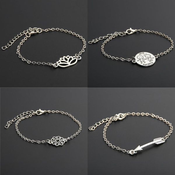 

1pc flower connector lotus chain link bracelerts for women bangles jewelry party gift, Black