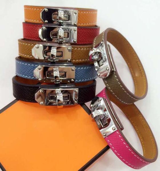 

Luxurious genuine leather bracelet with gold and platinum lock rivet bracelet in many colors Adjustable and 18* 1.2cm width CDC bracelet fo