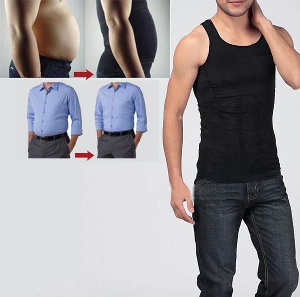 

2018 men's compression vest shirt underwear body shaper slimming belly fatty thermal men corset s size black, Black;brown