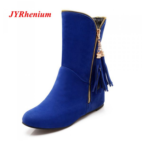 

brand 2018 ankle boots for women platform wedge female chic autumn winter shoes woman short boot casual ladies footwear low heel, Black