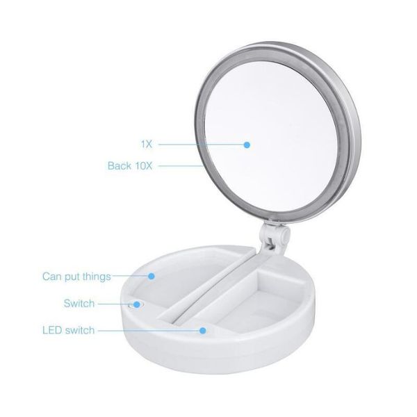 Hot My Fold Away Led Makeup Mirror Double Sided Rotation Folding Usb Lighted Vanity Touch Screen Portable Tabletop Lamp Large Magnifying
