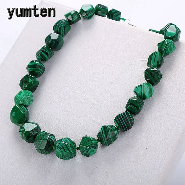 

yumten malachite men necklace women irregular original stone vintage fashion crystal popular classic exquisite fine jewelry bag, Silver