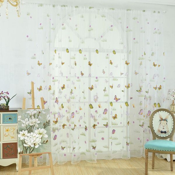 

romantic tulle butterfly window curtain home valance door room divider decor