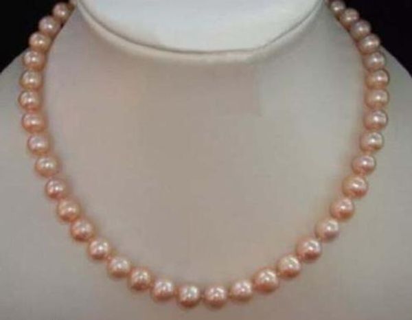 

0-11mm natural south sea pink pearl necklace 18" 14k yellow golden clasp, Silver