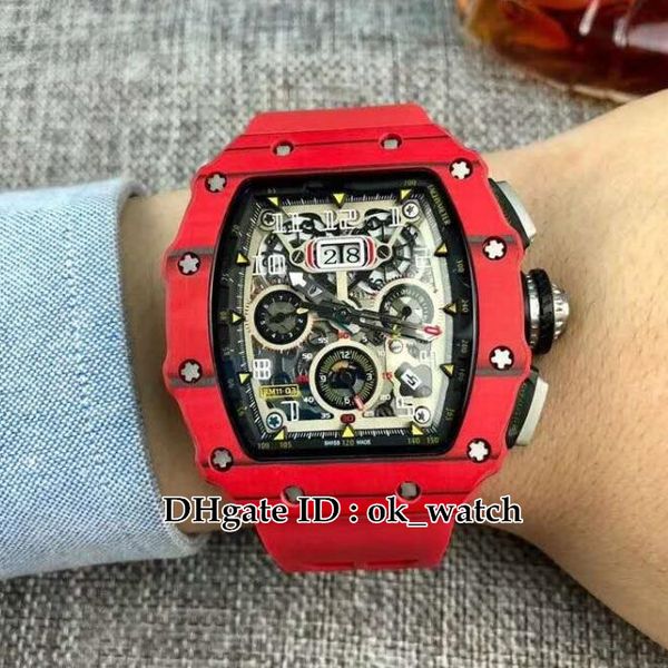 

13colors new 11-03 красный углеродные волокна дело hollow большой циферблат высокого качества автоматическая мужские часы big date красный к, Slivery;brown