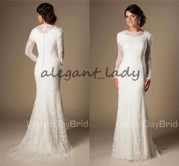 

vintage 1920s lace mermaid wedding dresses with long sleeves 2018 simple reception rehearsal dinner wedding gowns vestido de noiva, White