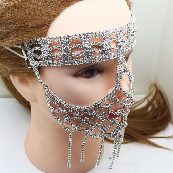 Metal Elegant Diamond Mask Artificial Crystal Diy Hallowma