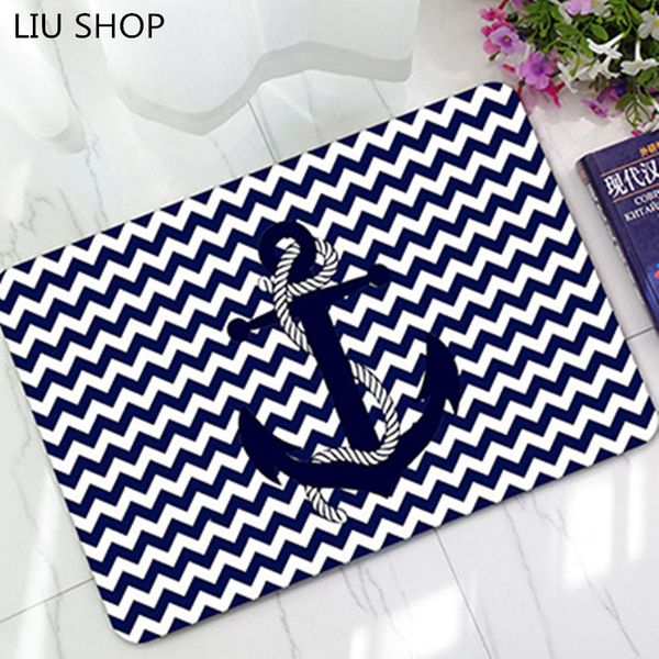 

liu navy style anchor doormat nautical hallway kichten bathroom carpet rubber non slip mat study entry decoration water rug