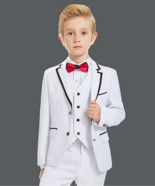 

the custom white single-breasted boy suit three-piece suit (jacket + pants + vest) boy dance party suit dress, Black