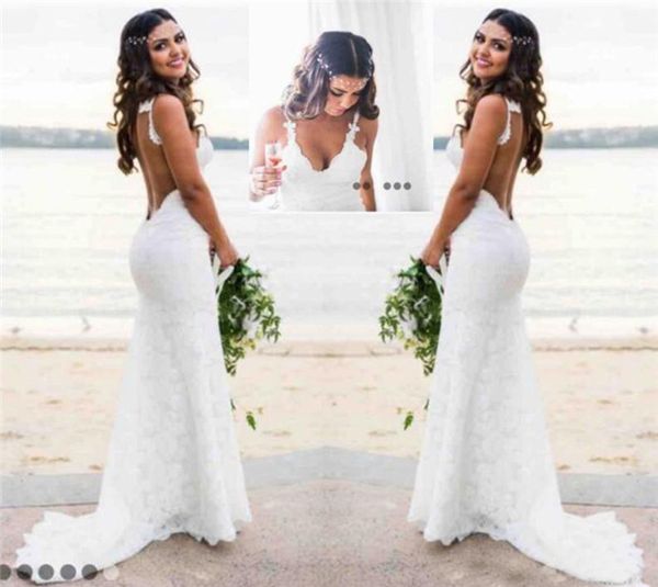 

Lace beach wedding dre e country tyle deep v neck backle boho mermaid backle bridal gown imple wear