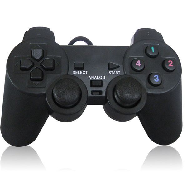 Shock Vibration Controller di gioco cablato USB Joypad di gioco Gamepad Controllo joystick per PC Computer portatile Gamer Nero SPEDIZIONE VELOCE di alta qualità