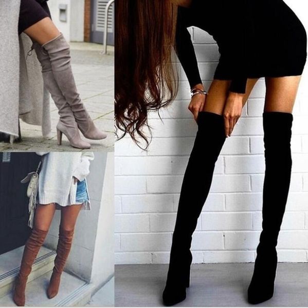 

2019 new shoes women over knee high boots black over the knee boots female autumn winter lady thigh high size 34-43