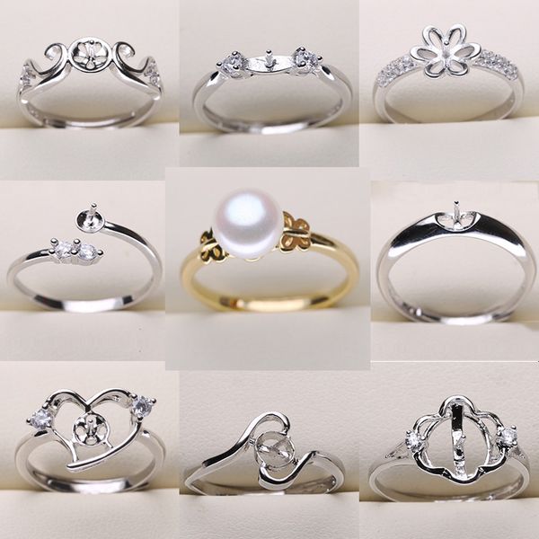 

DIY Pearl Ring Settings Sliver Plated Rings Настройки 9 Стили DIY Кольца Регулируемый размер Ювелирные