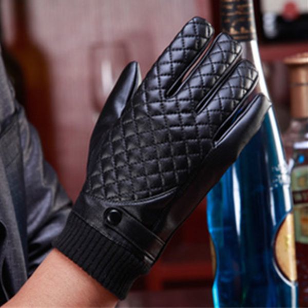 

valpeak 2017 winter gloves male mens car driving full finger black leather mittens gloves touch screen windproof warm keeping, Blue;gray