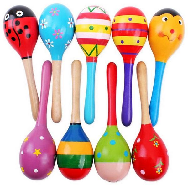 

1Pcs Wooden Wood Rattles Kids Musical Party favor Child Baby shaker Toy Hot Baby Rattles Mobiles #10