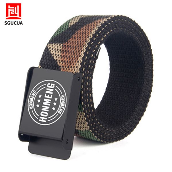 

fashion brand camouflage belt outdoor tactics canvas belts for man casual practical men belts one size110cm man belt 2018, Black;brown