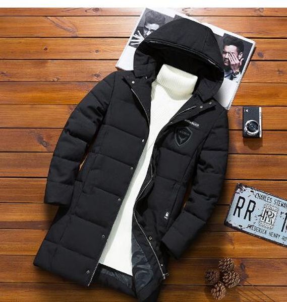 

winter hooded cotton men's jacket in the long thick outerwear coats parkas, Black