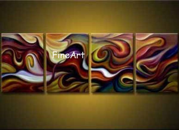 

handmade painting art canvas painting 4 panel abstract painting colorful wall art living room decoration home decor unique gifts kungfu art