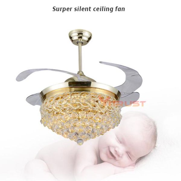 2019 Luxury Crystal Ceiling Fan Light European Modern Led Fan Lamp With Remote Control For Living Room Bedroom 4 Blade 42 Inch From Happylights