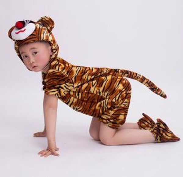 

2018 new tyle children co play tiger cow goat animal perform equin clothing boy and girl dance conjoined clothe long tyle
