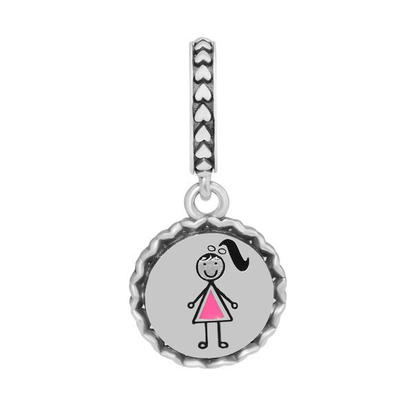 Menina Vara Figura Dangle Se Encaixa para pandora Pulseira Colar 925 sterling Silver Jewelry Mulher DIY Beads Para Fazer Jóias