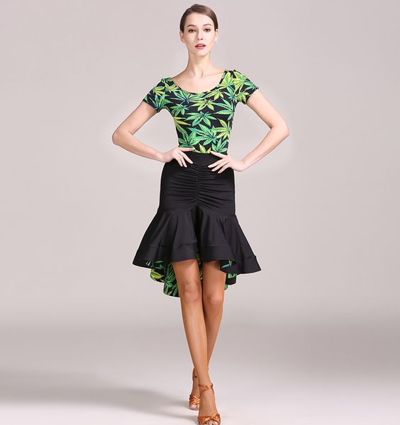 

latin dance dress for women short sleeve professional sumba dancing skirt stage rumba latin dance dresses, Black;red